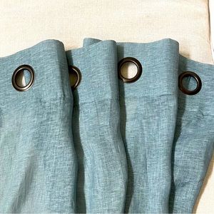 2 Grommet style drapery panels. Sheer, 100% linen. 54W x 108L